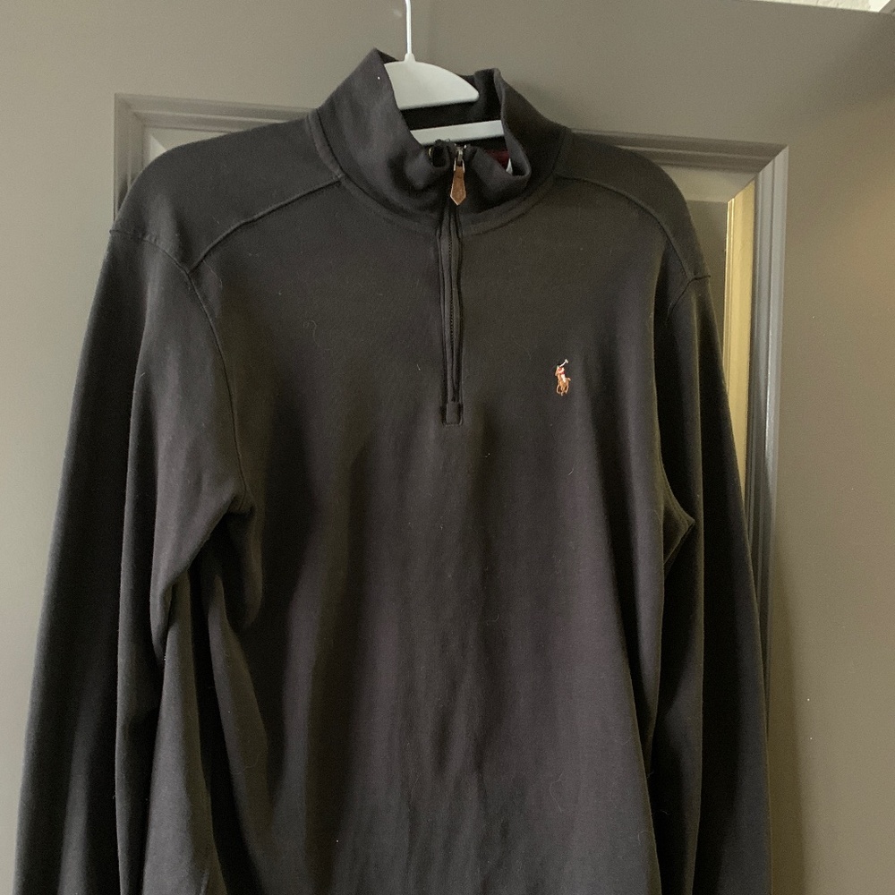 Ralph Lauren cotton 3/4 zip black boys xxl